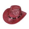 Glitzerndes Cowboyhut Unisex Westernstil Breiter Rand Fedora Hut für Party Festival Cosplay