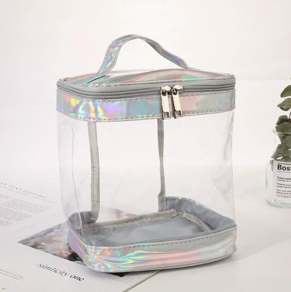 Waterproof PVC Holographic Makeup Bag Transparent Large Travel Toiletry Hand Storage Pouch, Makeup Organizer, Bag for Traveling