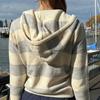 VAYLA Striped Knitted Cropped Sweater Cardigan Women Autumn Long Sleeve Hooded Zipper Short Streetwear Knitwear Sweaters Y2K Crop Tops