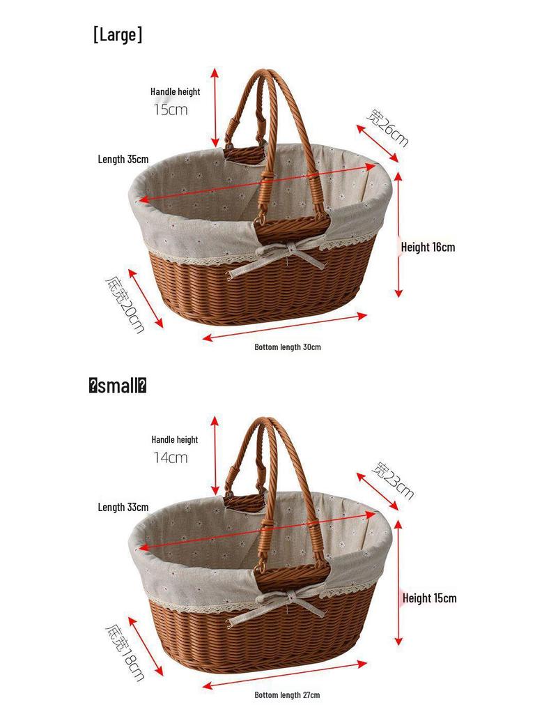 Outdoor Woven Rattan Storage & Picnic Basket with Lid – Ideal for Shopping, Gifts, Eggs & More