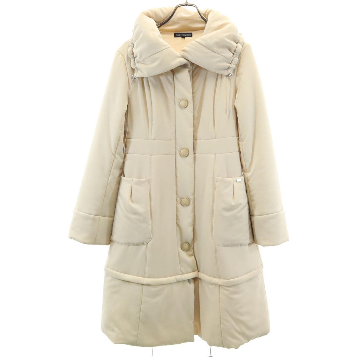 

FOXEY NEW YORK пальто пуховое сделано в Японии свободный бежевый 2WAY Женский Б/У