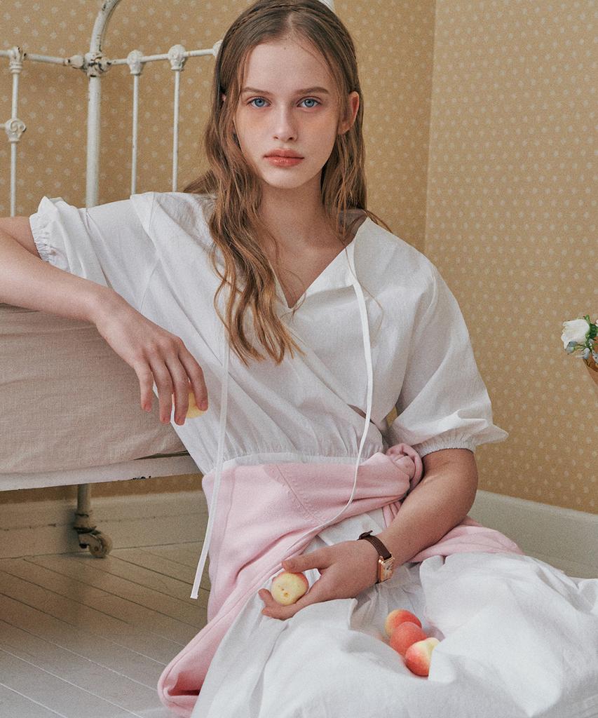 BELLOL Puff Strap Long Dress Ivory