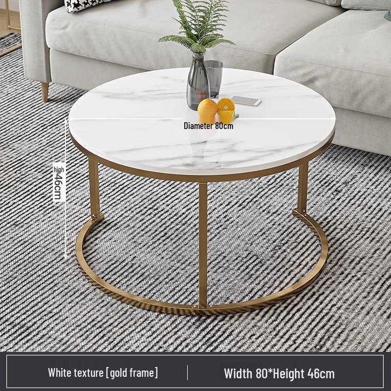 Round Coffee Table for Living Room, Sofa Side Table, Small Apartment or Balcony, Modern Light Luxury Tea Table.