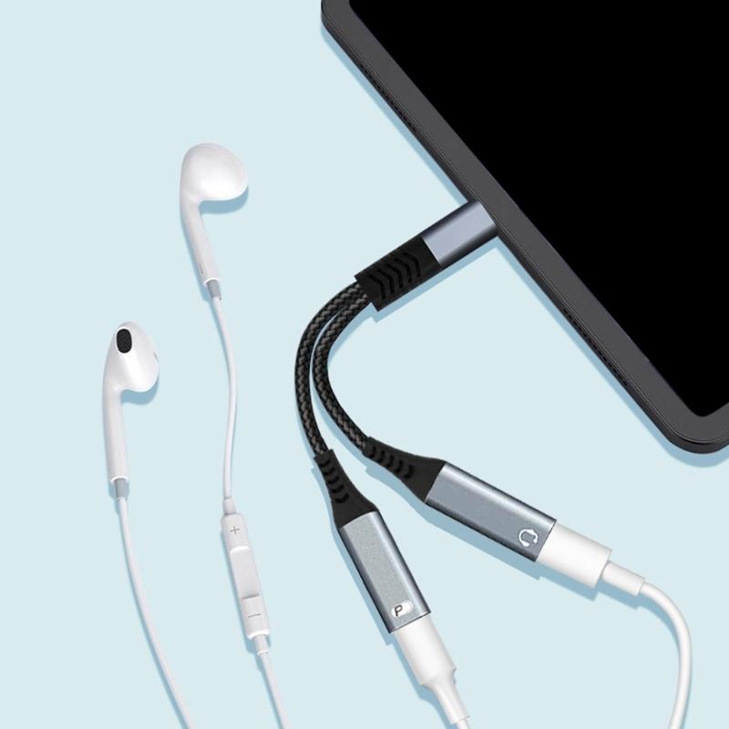 Two Port USB C To USB A OTG Cable 18W Fast Charging Braided Design Compatibles Multiple Devices