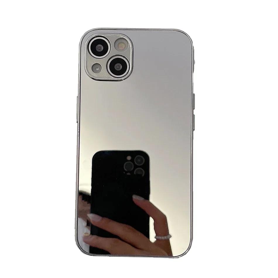 Custodia per Telefono Specchio Lucida Placcata Oro Argento Semplice per iPhone 16 15 14 13 12 11 Pro Max 15 14 16 Plus Cover Posteriore Coques