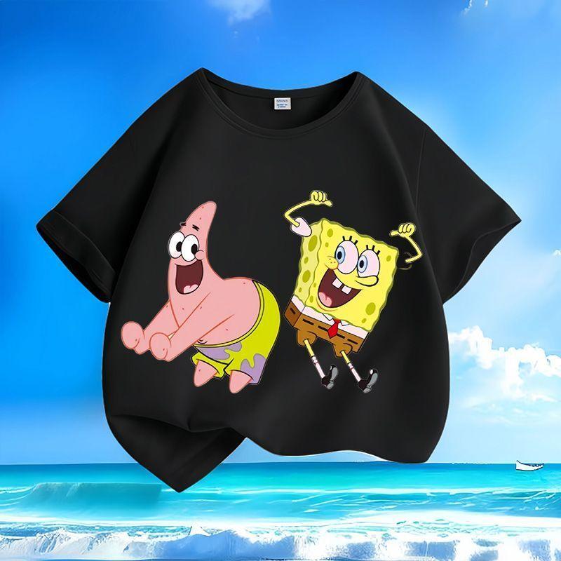 Classic Spongebob Squarepants Cartoon New Unisexs And Unisexs Middle Aged Childrens Tshirts Cotton Loose Versatile Top