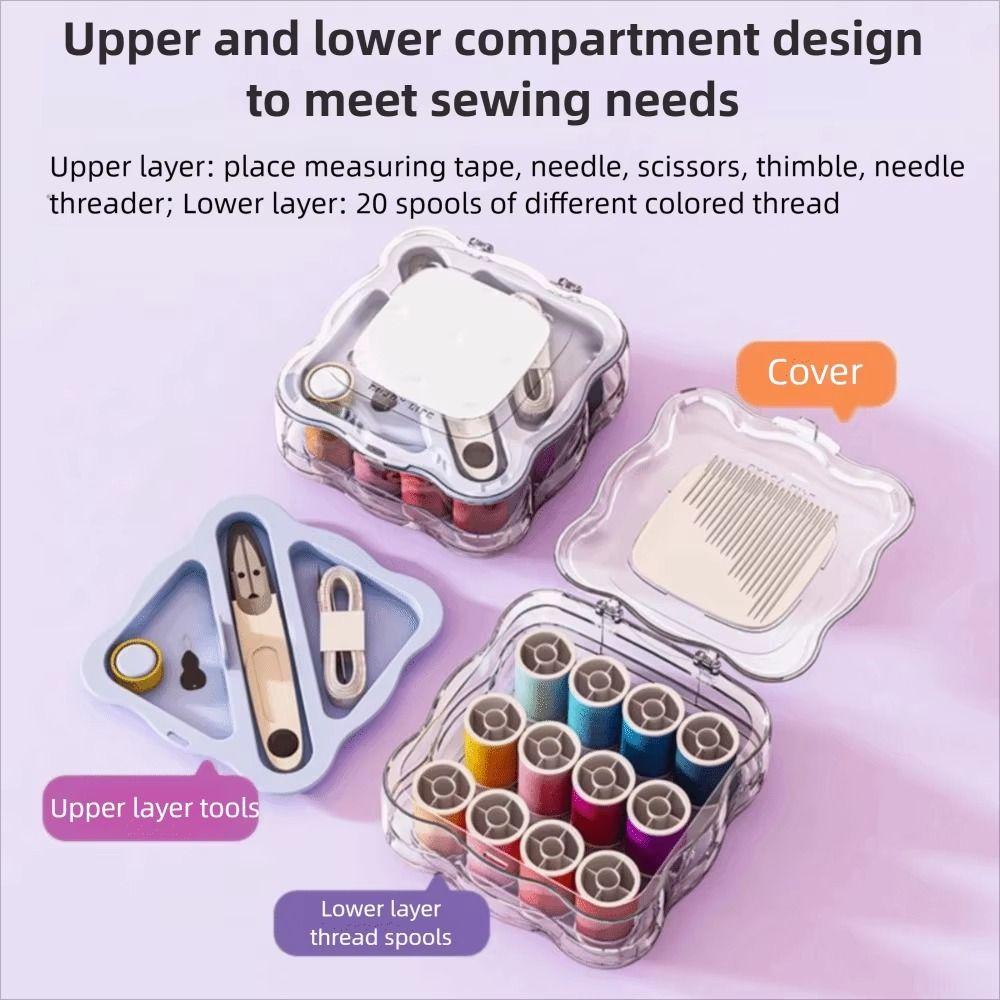 Partitioned Mini Sewing Box Set Portable Magnetic Needle Thread Box Home Sewing Box  Apparel Crafts