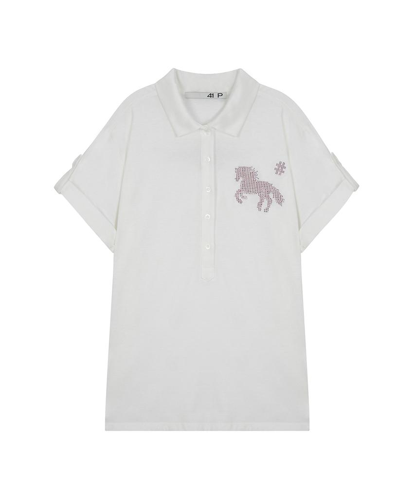 Sailpeulei Horse Summer Polo Shirt / White