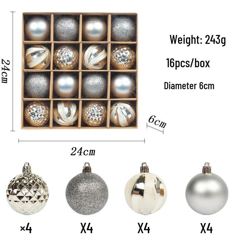 Christmas Glitter Painted Plastic Balls Set - Festive Decor Supplies Boxed