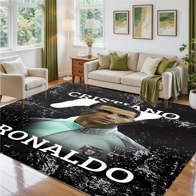 Cristiano Ronaldo Design Crystal Velvet Rug Soft Decorative Mat for Bedroom Entrance