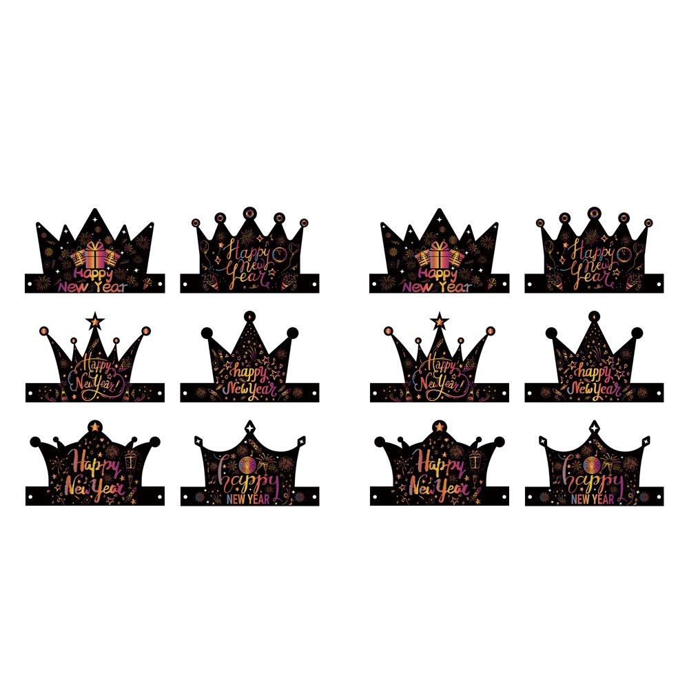 

12 шт. Фестивальная вечеринка Корона Шляпа Цветной Декор С Новым годом Новогодняя бумажная шляпа Новогодние подарки Style 1