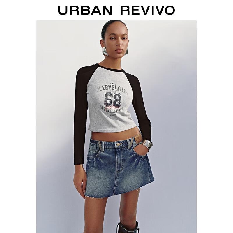 

UR 2025 Women s Retro Print Color-block Slim-fit T-shirt M