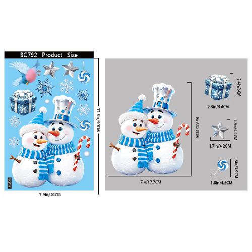 Kerst Blauwe Sneeuwman Raamstickers Kerstman Vogel Sneeuwvlok Eland Ornamenten Vrolijk Kerstfeest Gelukkig Nieuwjaar