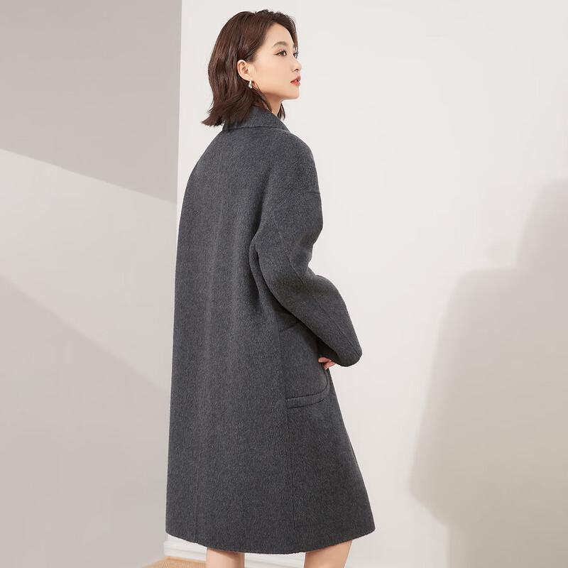 Jinjv Women's 100% Wool Maillard Style Double-Faced Coat