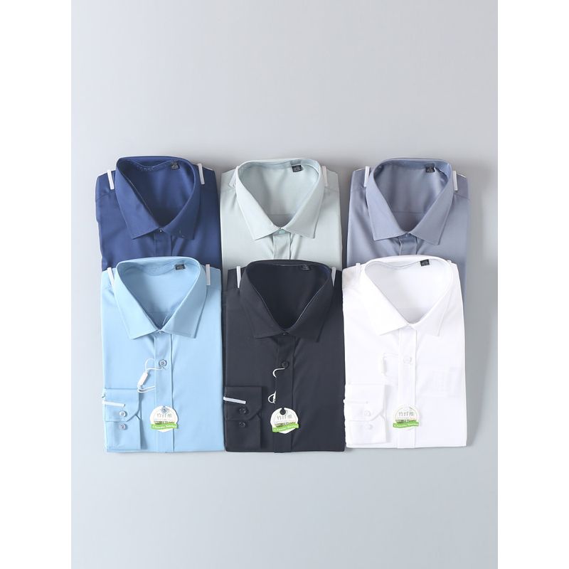 Export Surplus Brand Clothing, Wrinkle-Free, Anti-Wrinkle, Triple-Protection Fabric, Spring and Autumn Men's Business Casual White Long-Sleeve Shirt