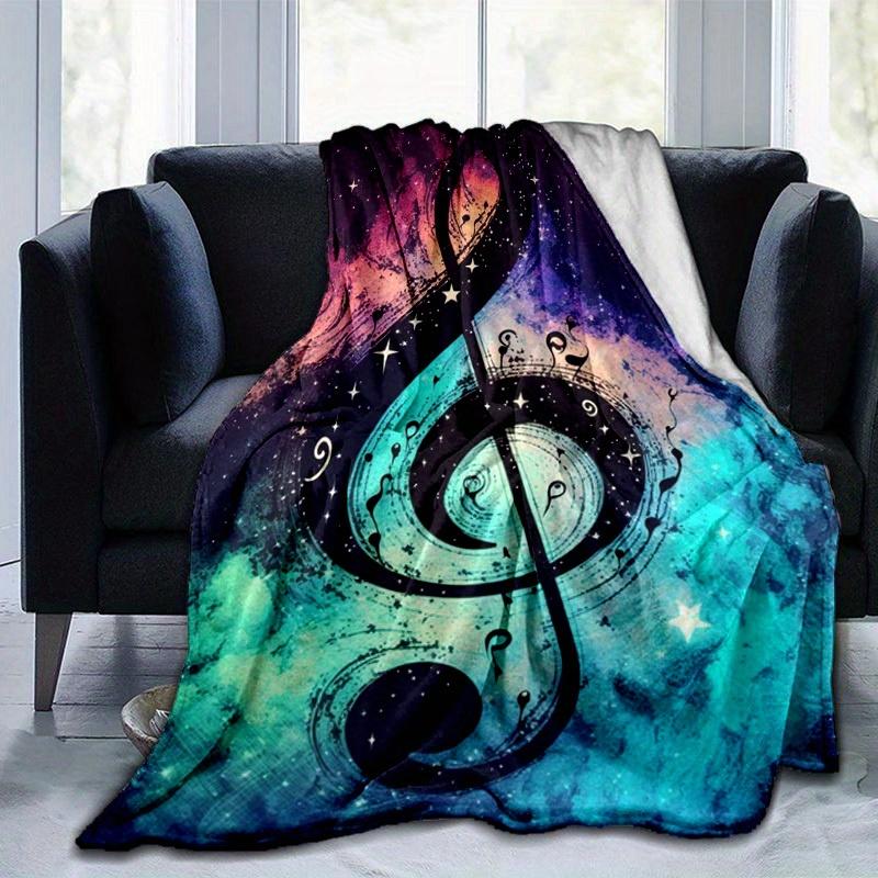 

1pc. Colorful Musical Note Galaxy Print Blanket - Perfect for Home, Office, Outdoor Use, Gift Idea, 100x150cm