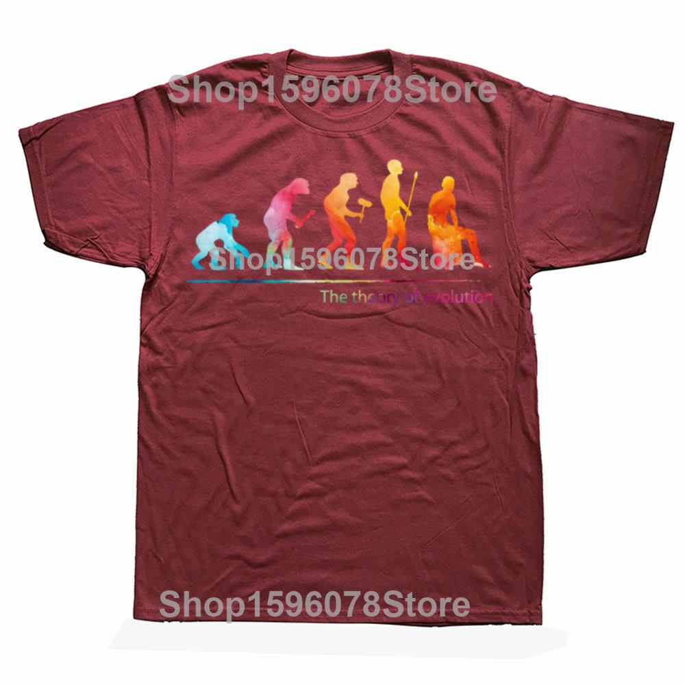 Funny The Theory of Evolution Cajon Graphic T Shirts Men Cotton Humor Streetwear Tee Shirt Short Sleeve Unisex Loose Clothing