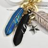 Summer Feather Keychain With Metal Chain And Star Cherry Decoration For Bag Accessories