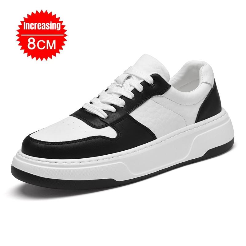 

Platform Elevator Shoes Men 8cm Lifting Board Shoes White Taller Sneakers Hidden Height Enhancing Increase Sports Casual Shoes 36