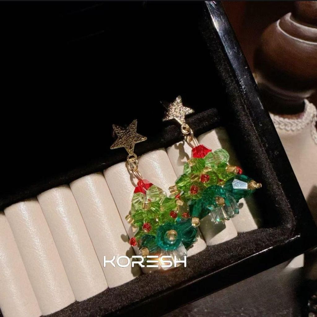 Atmosphere Flash Diamant Rosa Stern Ohrringe & Orange Diamant Rentier Ring