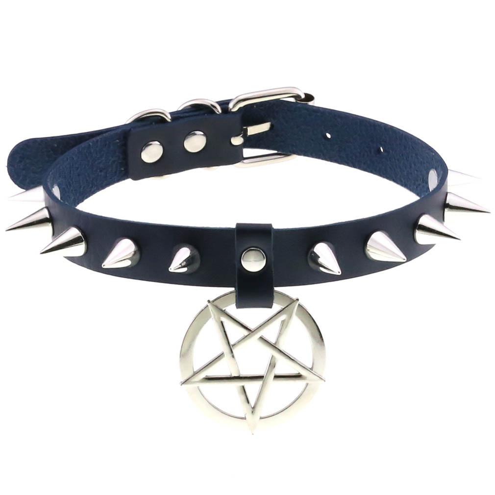 Spike Choker Necklace for Women Goth Pentagram Necklace Emo Neck Strap Cosplay Chocker Gothic Accessories