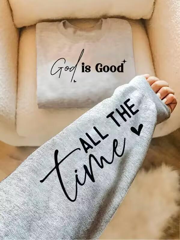 Kind Heart Graphic Women's Round Neck Hoodie - Casual Long Sleeve Pullover