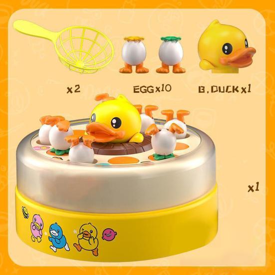 1 Set Bouncing Duck Toy Rotating Turntable Duck Egg Launching Catching Board Game Interactive Toddlers Boys Girls Educational Electric Duck Ejecting