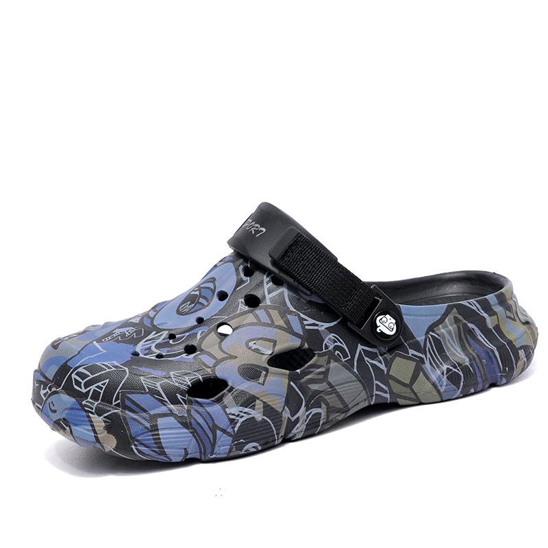 Fashion Summer Men Hole Shoes EVA Thick Bottom Slippers Casual Non-Slip Outdoor Slippers Beach Water Shoes Home Casual Slide Sandals