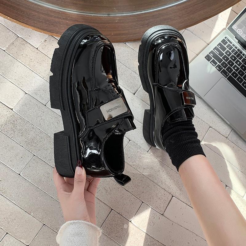 Autumn New Fashion Loafers Women'S Outerwear Casual Shoes Single Shoes Comfortable Versatile Thick-Soled Small Leather Shoes