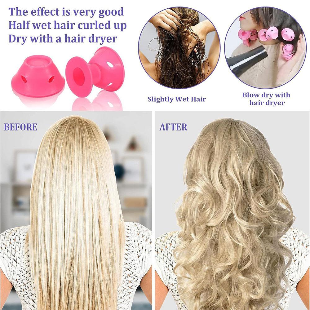 Silicone World 10PCS Set Silicone Mushroom Hair Curler Rollers Hair Cylinder Twist Hair No Heat Hair Curling DIY Styling Tools