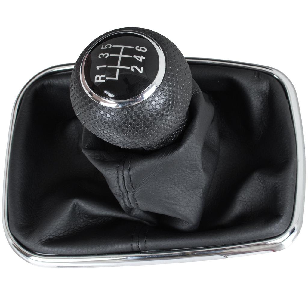 VW Golf IV 97-03 Gear Shift Knob Black & Boot with Chrome Frame 6-Speed 23mm Hole
