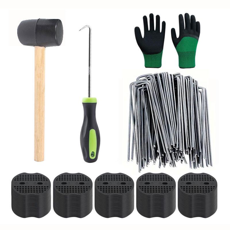 Galvanized U-Shaped Ground Nail with 15cm Plastic Washer - Windproof Lawn, Tent, and Weed Barrier Fixing Nail