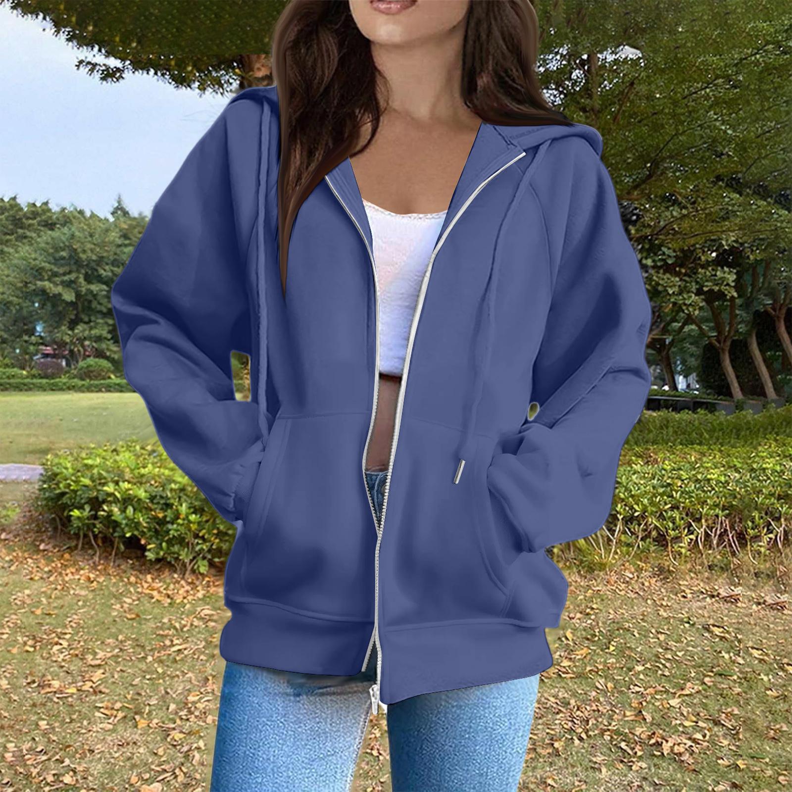 

Женская мода Повседневные толстовки с капюшоном и длинным рукавом однотонные топы L тёмно-синий