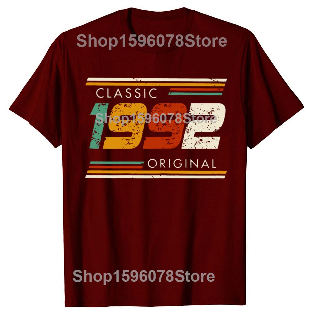 Graphic Birthday Gift Short Sleeved 33 Years Old Born In 1992 Shirt 33th Birthday Summer Tshirt Retro Vintage 1992 Tshirt