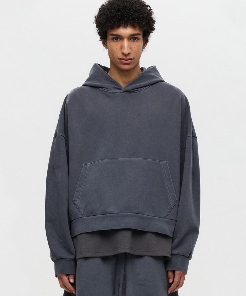 PIGMENT Washed Crop Hoodie Charcoal