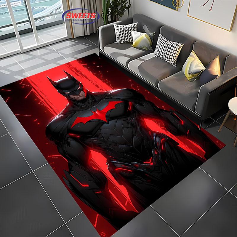 Č. 1 Kobercový motiv s logem Batmana, Koberec do obývacího pokoje, ložnice, Kobercový rohožka k posteli, Pohodlný, protiskluzový, odolný koberec, Moderní jednoduchý styl, Omyvatelný koberec