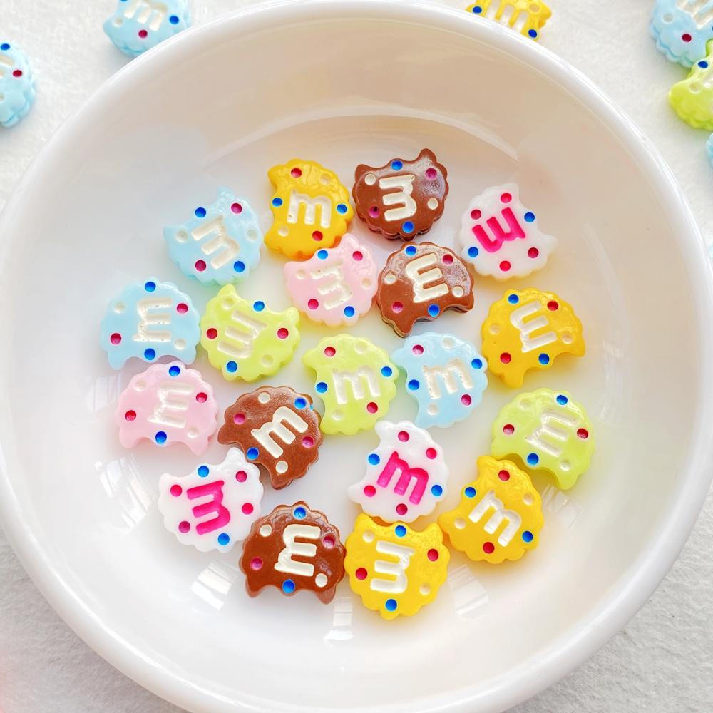 30pcs Colorful Kawaii Cartoon Gap M Bean Flat Bottom Cookie Flat back Resin Scrapbooks Figurines DIY Decor Crafts