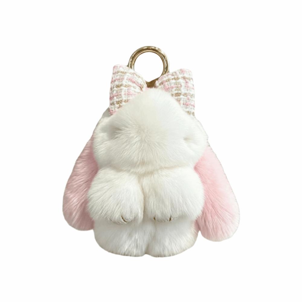 Hair Bow Plush Rabbit Keychain Rabbit Fur Bag Hanging Pendant Accessory Rabbit Plush Keychain Car