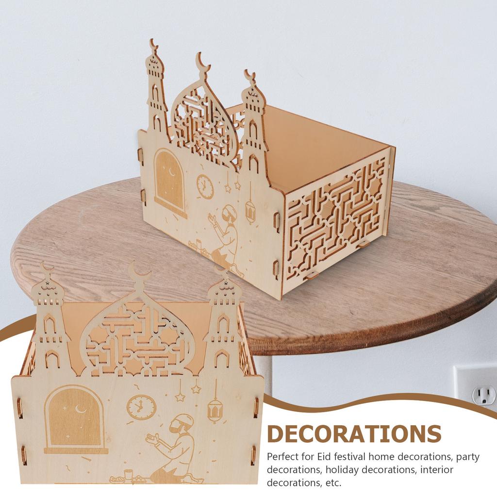 Wooden Ramadan Decor Muslim Palace Design Eid Festival Home Decoration Indoor Party Tabletop Ornament Festive Atmosphere Eid