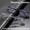 Men's Business Fashion Oval Frame Reading Glasses Women's Lightweight and Minimalist Anti Blue Light Presbyopic Glasses Comfortable Eye Protection
