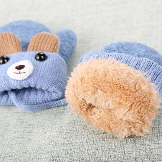 Knit Thick Bear Mittens for Boys and Warm with Perfect for Outdoor Snow and Cold with Boa Cute for Toddlers Ages Unisex [eipatu] Kids' Mittens,