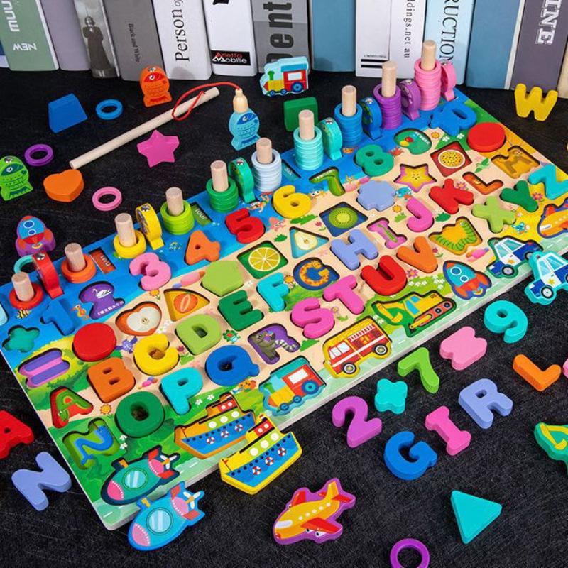 Wooden Toys Preschool Children Fire Truck Board Math Fishing Games Early Toys For Kids Xmas Gifts toy