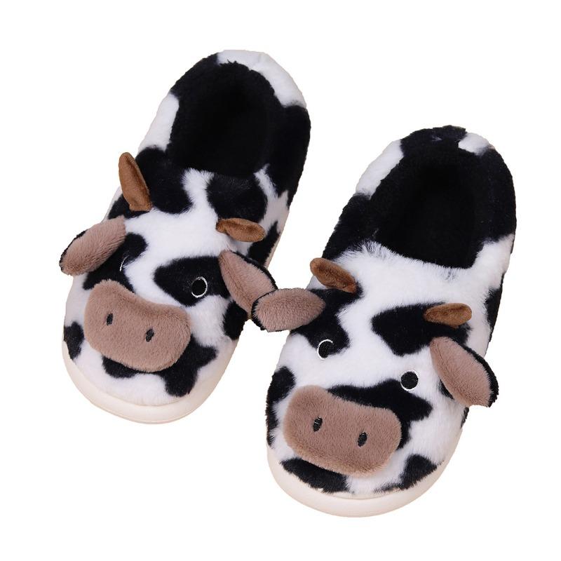 Cross-border thickened bag and cartoon cow Mao Mao slippers winter home leisure indoor home bag head warm and non-slip