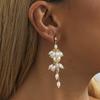 2023 Gold Fashionable Plated Geometric Tassel Earrings With Pearl For Women
