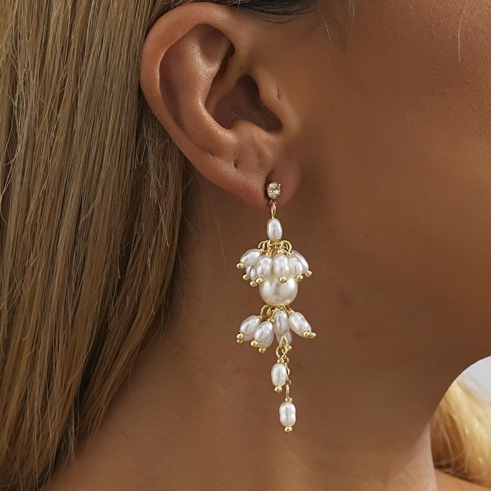 Fashionable Gold 2023 Plated Geometric Tassel Earrings With Faux Pearl For Women