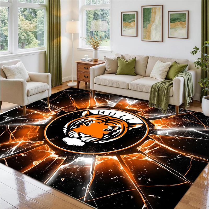 Hull City Fußball Design Kristall Samt Teppich Weiche Dekorative Matte für Schlafzimmer Eingang