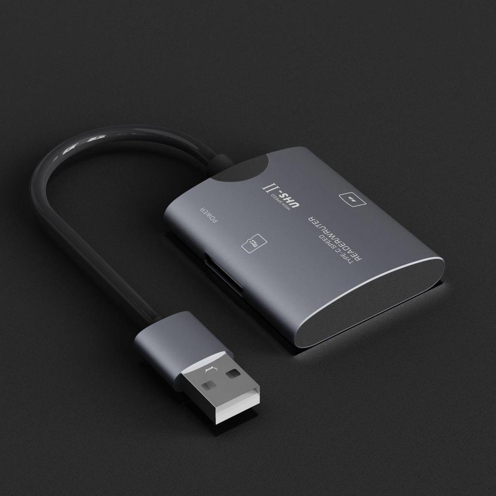 USB Multi-Functional High-Speed Card Reader: TF, XD, Type-C, Aluminum Alloy