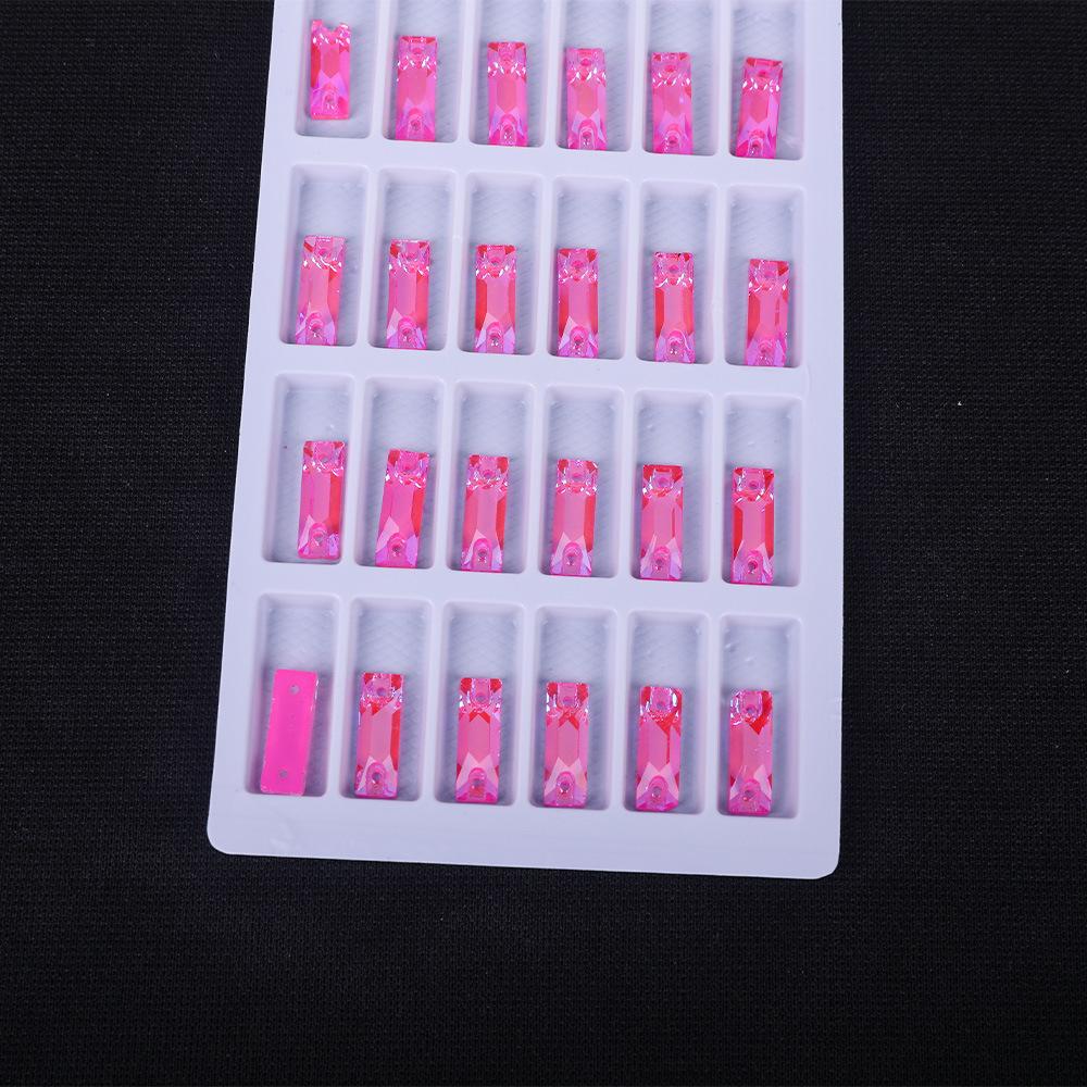 Long Fluorescent Glass Flat Buckle Hand Seam Drill, Double Hole Rhinestone Flat Bottom Drill Diy Accessories Material Package