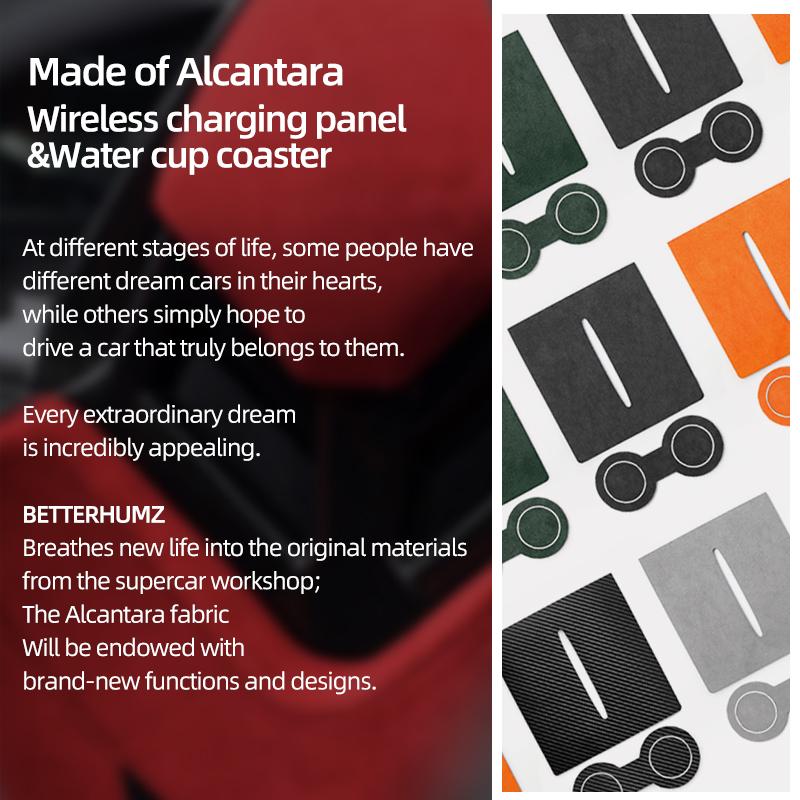 For Tesla 2018- Model 3 Highland Y Juniper Made of Alcantara Wireless Charge Panel Trim Sticker Cup Mat Car Interior Accessories