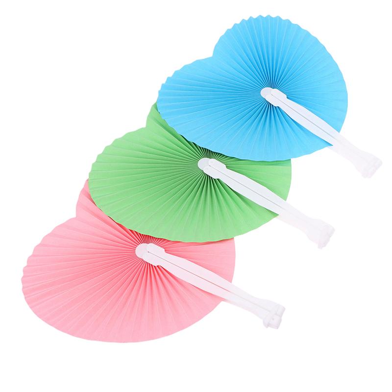1Pc Wedding Heart-Shaped Paper Folding Fan For Birthday Party Souvenirs Anniversary Engagement Baby Baptisms Guest Gifts